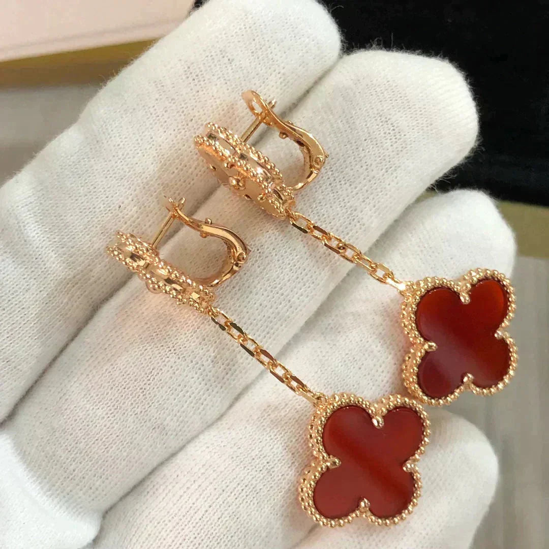 ¡®Aura Jewels¡¯CLOVER 2 MOTIF LASER CARNELIAN EARRINGS