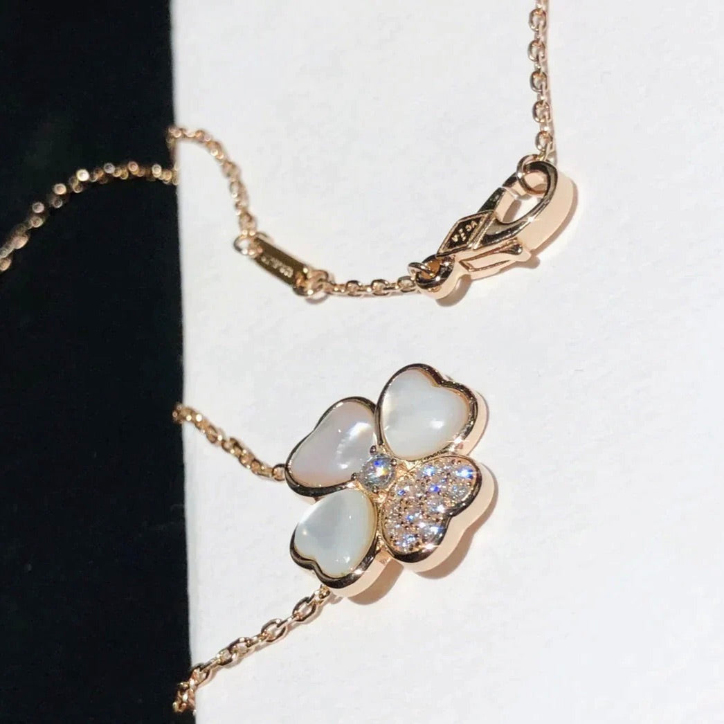 ¡®Aura Jewels¡¯CLOVER MOP DIAMOND ROSE GOLD NECKLACE