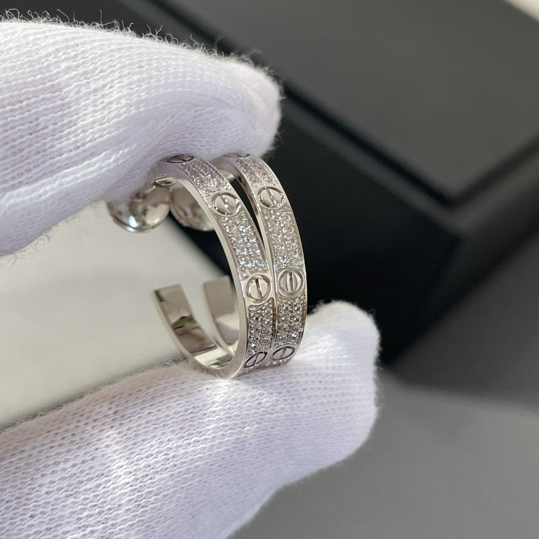 ¡®Aura Jewels¡¯LOVE DIAMOND SILVER HOOP EARRINGS