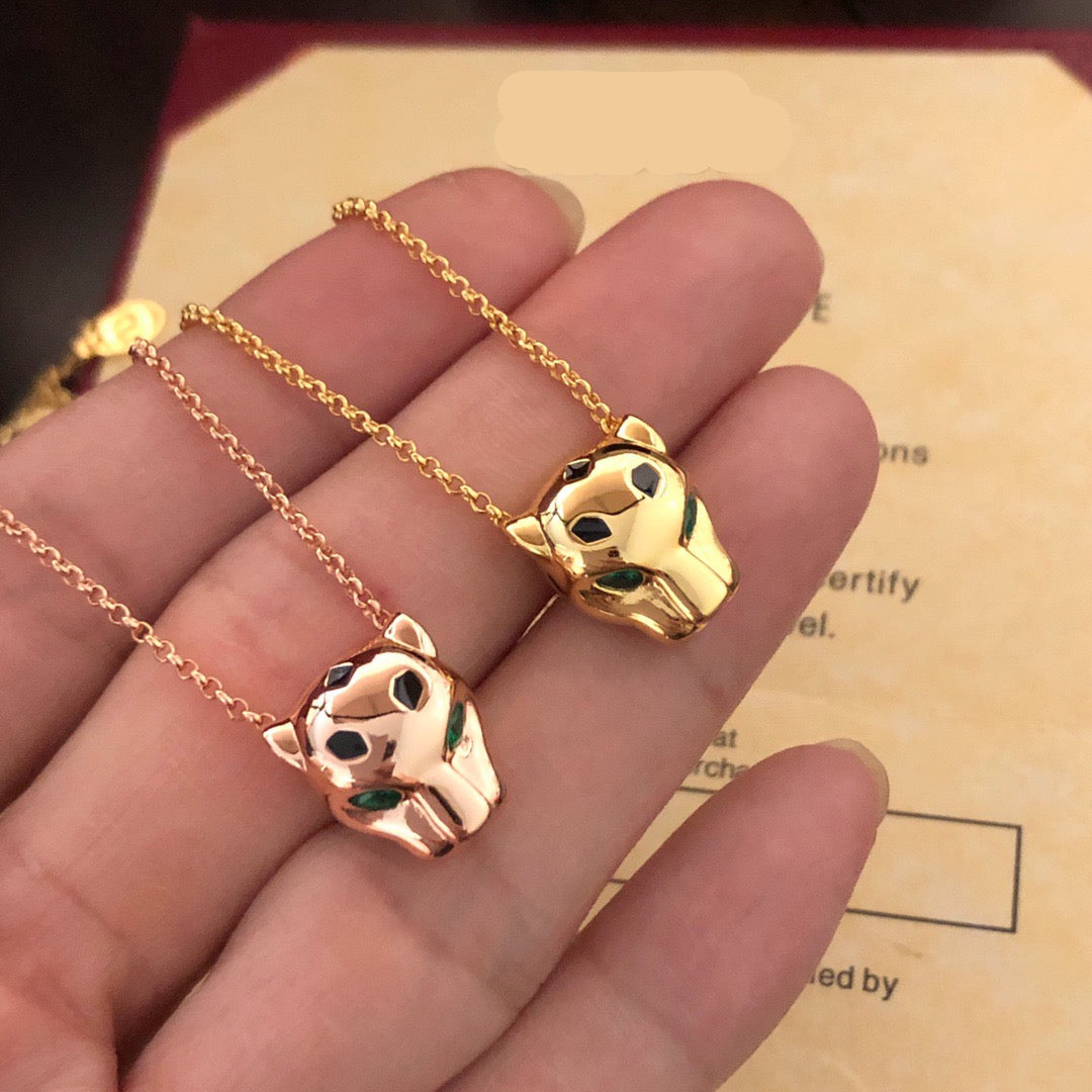 ¡®AuraJewelry¡¯Panthère de Pendant Necklace, Panther‑Head Motif, Emerald Eyes,