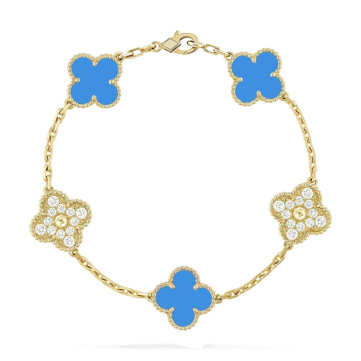 [Aura Jewels]New CLOVER 5 MOTIF BLUE AGATE BRACELET COLLECTION