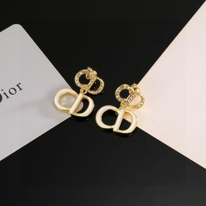 [Aura Jewels]Gold CD Letter Stud Earrings