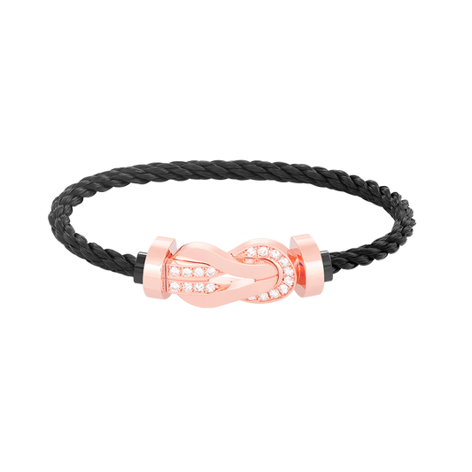 ¡®Aura Jewels¡¯CHANCE LARGE 8 FIGURE BUCKLE HALF DIAMOND BRACELET ROSE GOLD