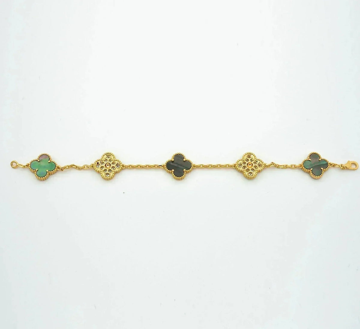 [Aura Jewels]New CLOVER 5 MOTIF GRAY MOP BRACELET COLLECTION