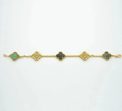 [Aura Jewels]New CLOVER 5 MOTIF GRAY MOP BRACELET COLLECTION