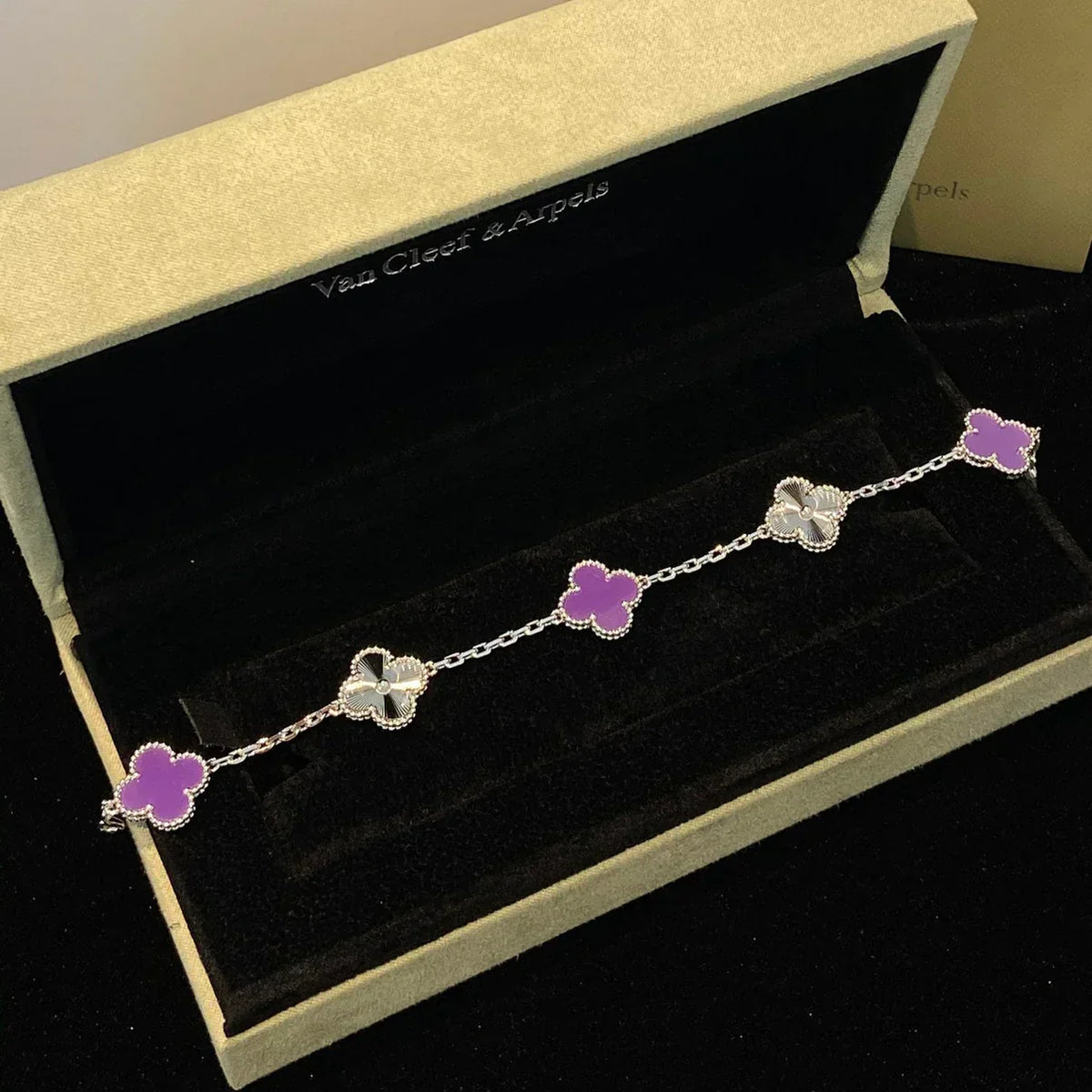 [Aura Jewels]New  CLOVER 5 MOTIF VIOLET BRACELET COLLECTION