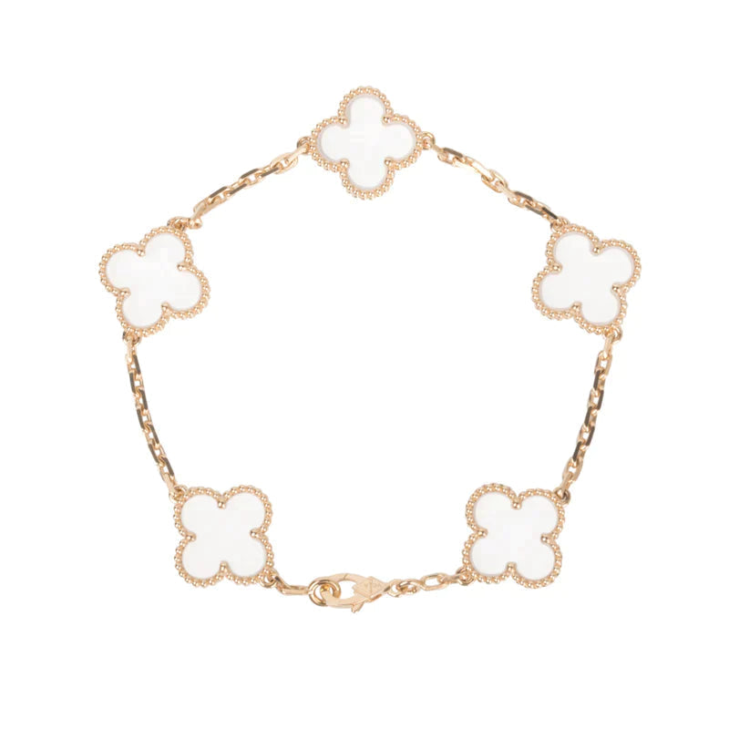 [Aura Jewels]New CLOVER 5 MOTIF ROCK CRYSTAL BRACELET
