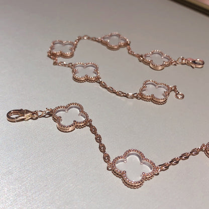 [Aura Jewels]New CLOVER 5 MOTIF ROCK CRYSTAL BRACELET