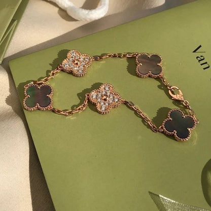 [Aura Jewels]New CLOVER 5 MOTIF GRAY MOP BRACELET COLLECTION
