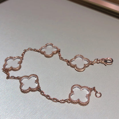 [Aura Jewels]New CLOVER 5 MOTIF ROCK CRYSTAL BRACELET