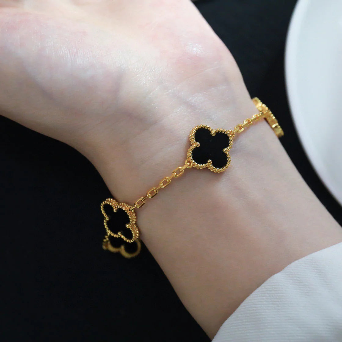 [Aura Jewels]New CLOVER 5 MOTIF ONYXS BRACELET COLLECTION