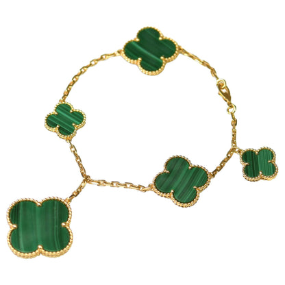 ¡®Aura Jewels¡¯MAGIC CLOVER MALACHITE GOLD BRACELET 5 MOTIFS