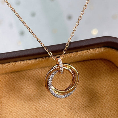 ¡®Aura Jewels¡¯TRINITY NECKLACE SILVER GOLD PINK GOLD DIAMONDS