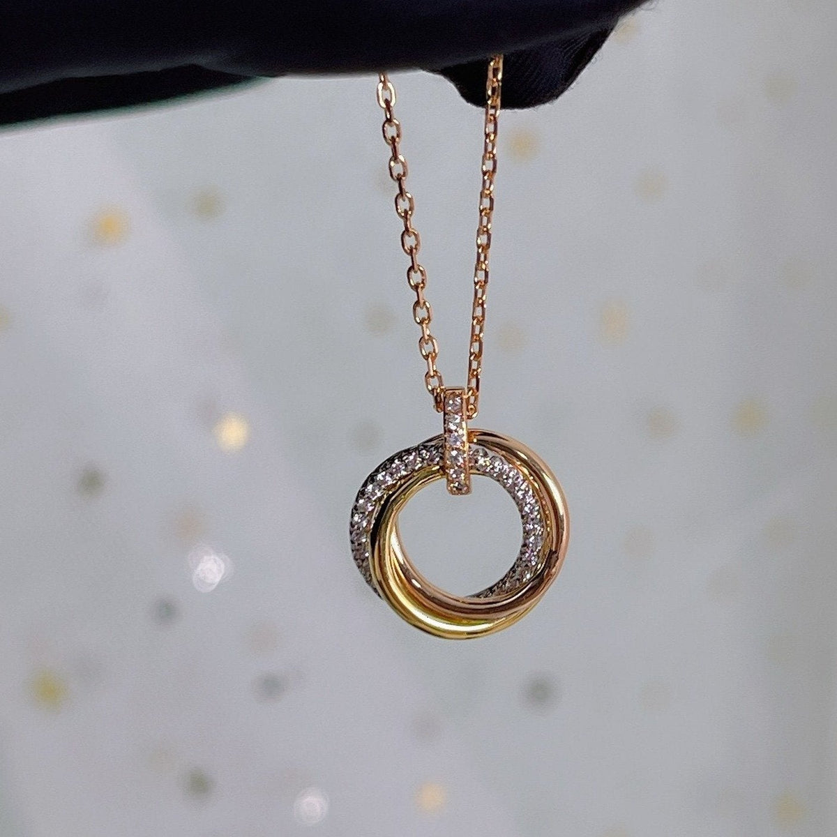 ¡®Aura Jewels¡¯TRINITY NECKLACE SILVER GOLD PINK GOLD DIAMONDS