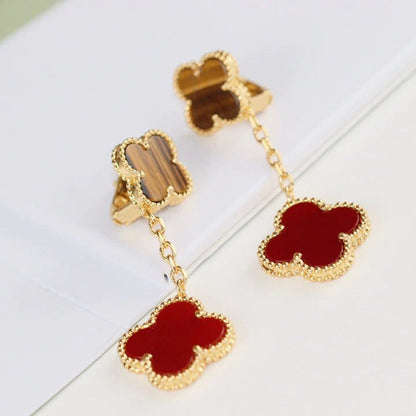 ¡®Aura Jewels¡¯CLOVER  2 MOTIF  TIGER EYE CARNELIAN EARRINGS