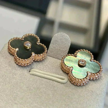 ¡®Aura Jewels¡¯CLOVER MEDIUM 1 MOTIFS GRAY MOP  DIAMOND EARRINGS