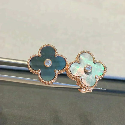 ¡®Aura Jewels¡¯CLOVER MEDIUM 1 MOTIFS GRAY MOP  DIAMOND EARRINGS