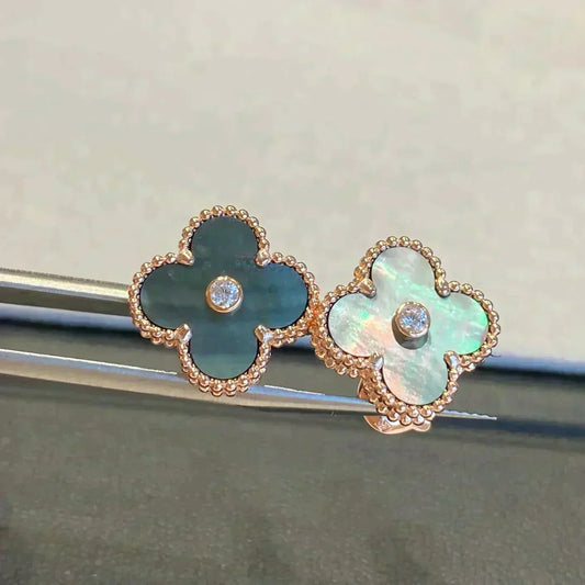 ¡®Aura Jewels¡¯CLOVER MEDIUM 1 MOTIFS GRAY MOP  DIAMOND EARRINGS