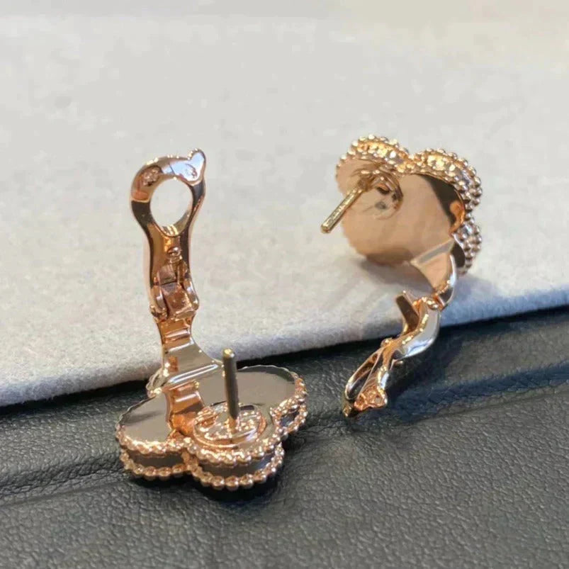 ¡®Aura Jewels¡¯CLOVER MEDIUM 1 MOTIFS GRAY MOP  DIAMOND EARRINGS