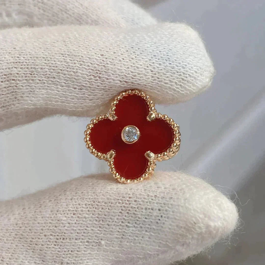 ¡®Aura Jewels¡¯CLOVER MEDIUM 1 MOTIFS CARNELIAN  DIAMOND earrings