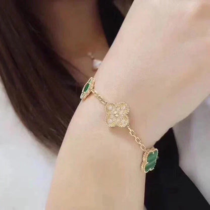 [Aura Jewels]New  CLOVER 5 MOTIF MALACHITE BRACELET COLLECTION