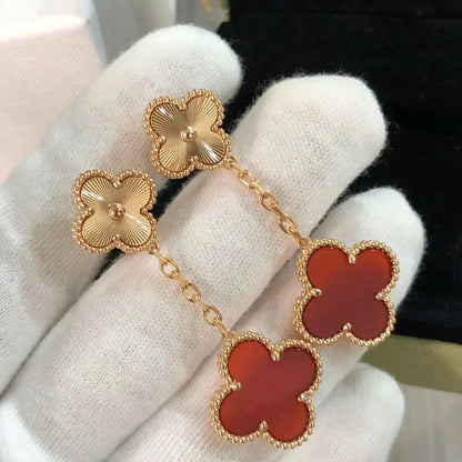 ¡®Aura Jewels¡¯CLOVER 2 MOTIF  LASER CARNELIAN EARRINGS