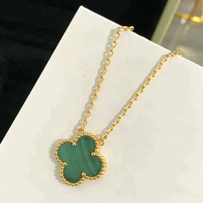 ¡®Aura Jewels¡¯CLOVER 15MM MALACHITE SINGLE FLOWER  NECKLACE