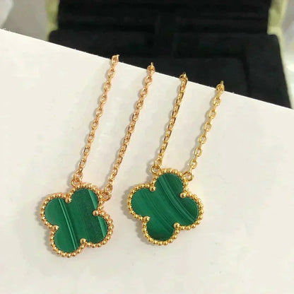 ¡®Aura Jewels¡¯CLOVER 15MM MALACHITE SINGLE FLOWER  NECKLACE