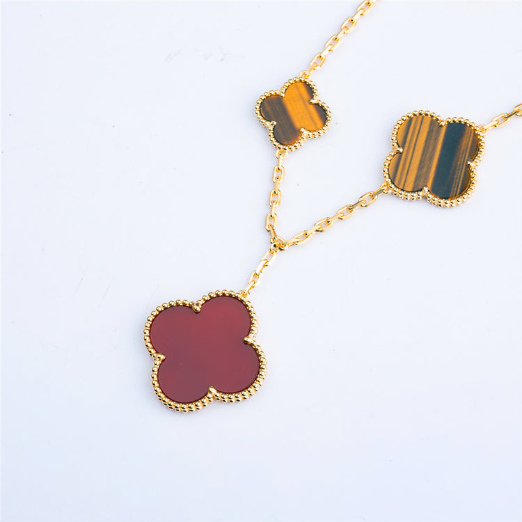 ¡®Aura Jewels¡¯CLOVER BRACELET 5 MOTIFS CARNELIAN TIGER EYE