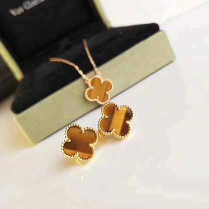 ¡®Aura Jewels¡¯CLOVER MEDIUM 1 MOTIFS TIGER EYE EARRINGS