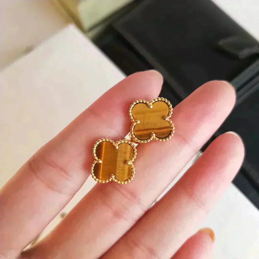 ¡®Aura Jewels¡¯CLOVER MEDIUM 1 MOTIFS TIGER EYE EARRINGS