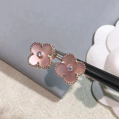 ¡®Aura Jewels¡¯CLOVER MEDIUM 1 MOTIFS  PINK MOP DIAMOND EARRINGS