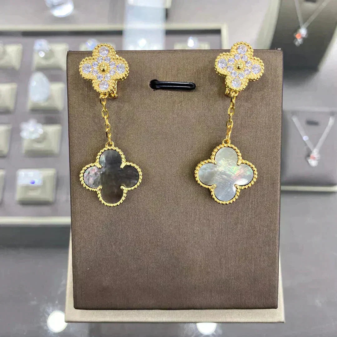 ¡®Aura Jewels¡¯CLOVER  2 MOTIFS  DIAMOND  EARRINGS (MULTIPLE CHOICESç´