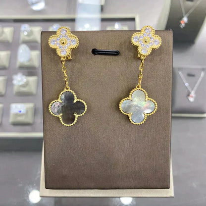 ¡®Aura Jewels¡¯CLOVER  2 MOTIFS  DIAMOND  EARRINGS (MULTIPLE CHOICESç´