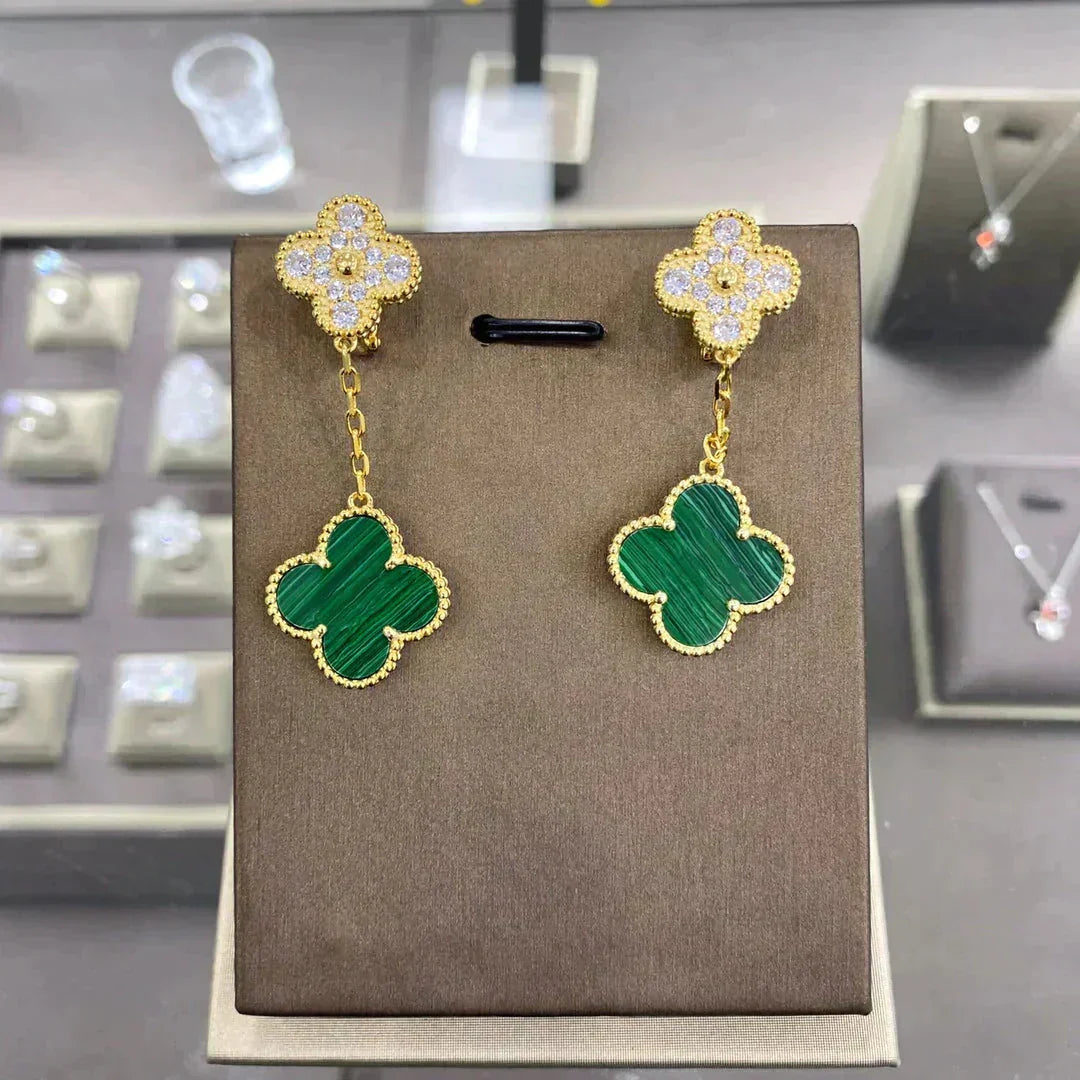 ¡®Aura Jewels¡¯CLOVER  2 MOTIFS  DIAMOND  EARRINGS (MULTIPLE CHOICESç´
