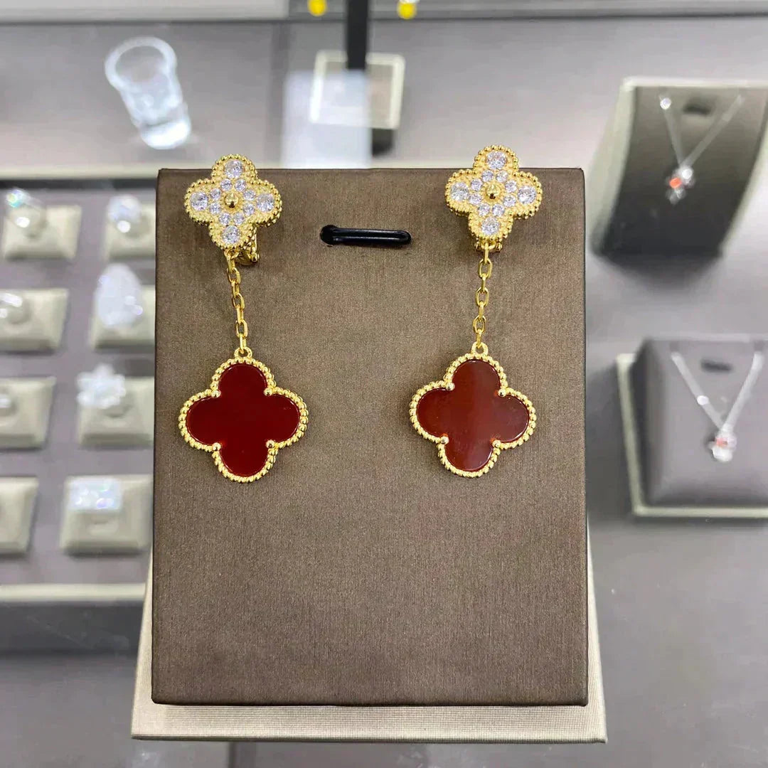 ¡®Aura Jewels¡¯CLOVER  2 MOTIFS  DIAMOND  EARRINGS (MULTIPLE CHOICESç´