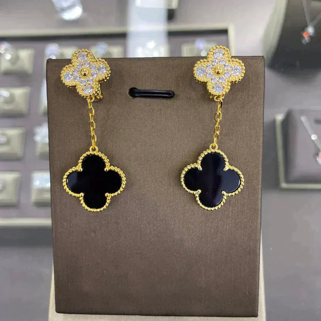 ¡®Aura Jewels¡¯CLOVER  2 MOTIFS  DIAMOND  EARRINGS (MULTIPLE CHOICESç´