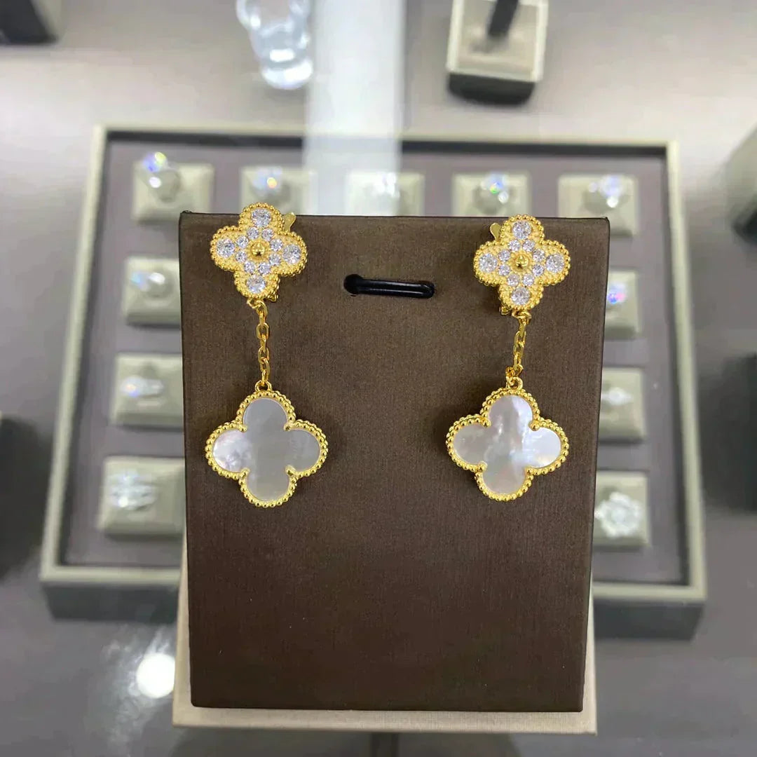 ¡®Aura Jewels¡¯CLOVER  2 MOTIFS  DIAMOND  EARRINGS (MULTIPLE CHOICESç´