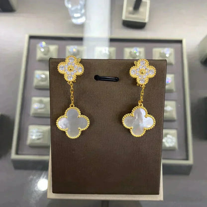 ¡®Aura Jewels¡¯CLOVER  2 MOTIFS  DIAMOND  EARRINGS (MULTIPLE CHOICESç´