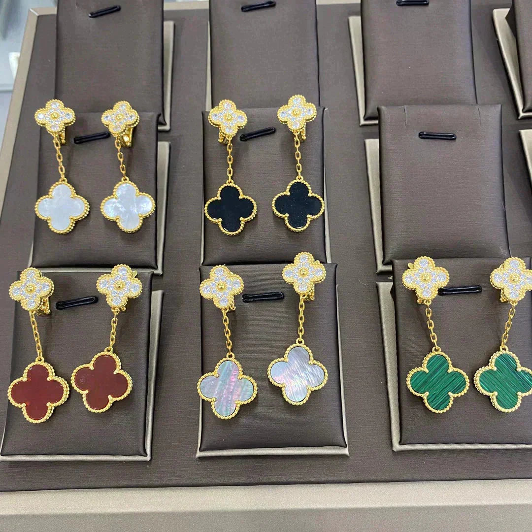 ¡®Aura Jewels¡¯CLOVER  2 MOTIFS  DIAMOND  EARRINGS (MULTIPLE CHOICESç´