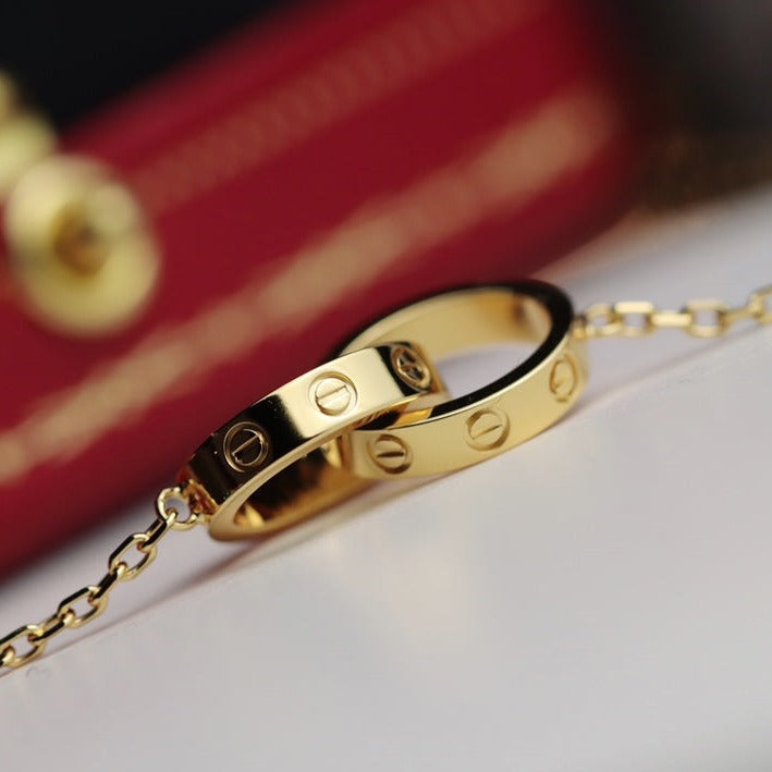 ¡®Aura Jewels¡¯LOVE NECKLACE DOUBLE RING GOLD