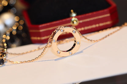 ¡®Aura Jewels¡¯LOVE NECKLACE 16MM 6 DIAMONDS PINK GOLD