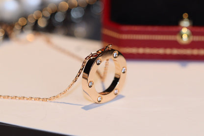 ¡®Aura Jewels¡¯LOVE NECKLACE 16MM 6 DIAMONDS PINK GOLD