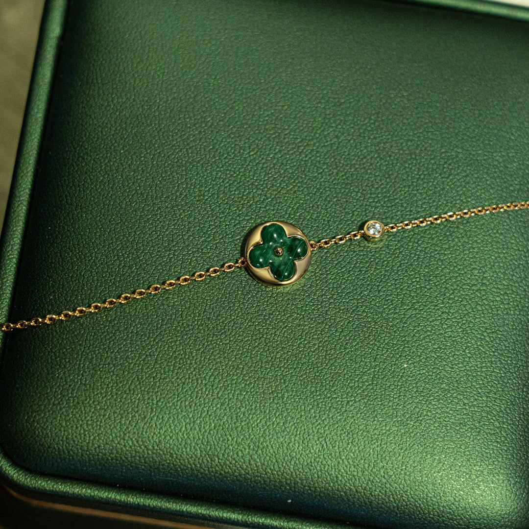 ¡®Aura Jewels¡¯SUN MALACHITE 1 DIAMOND PINK GOLD BRACELET