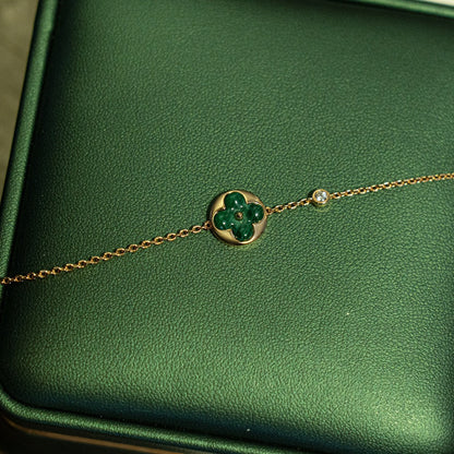 ¡®Aura Jewels¡¯SUN MALACHITE 1 DIAMOND PINK GOLD BRACELET