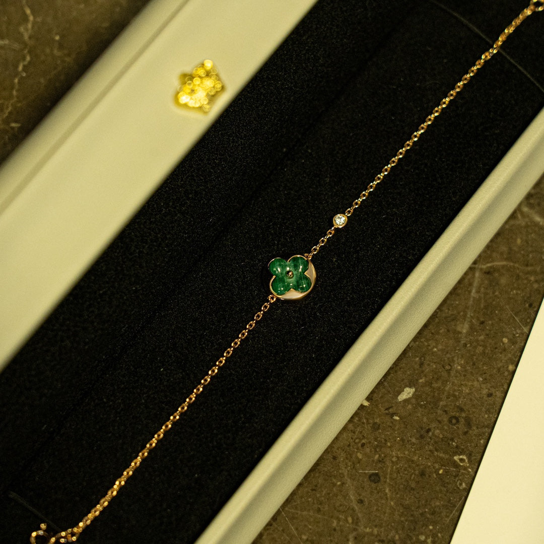 ¡®Aura Jewels¡¯SUN MALACHITE 1 DIAMOND PINK GOLD BRACELET