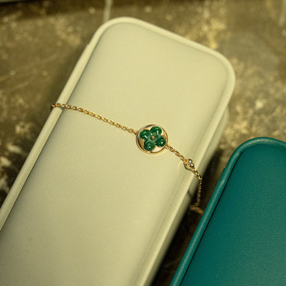 ¡®Aura Jewels¡¯SUN MALACHITE 1 DIAMOND PINK GOLD BRACELET