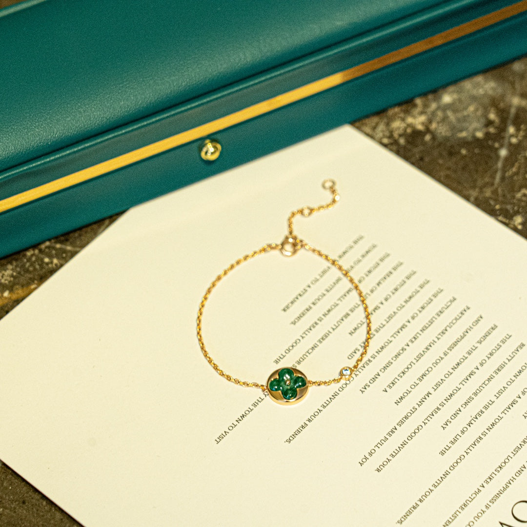 ¡®Aura Jewels¡¯SUN MALACHITE 1 DIAMOND PINK GOLD BRACELET