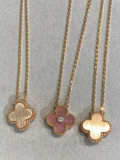 ¡®Aura Jewels¡¯CLOVER 15MM DIAMOND RHODONITE NECKLACE