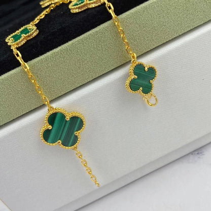 ¡®Aura Jewels¡¯MAGIC CLOVER MALACHITE GOLD BRACELET 5 MOTIFS